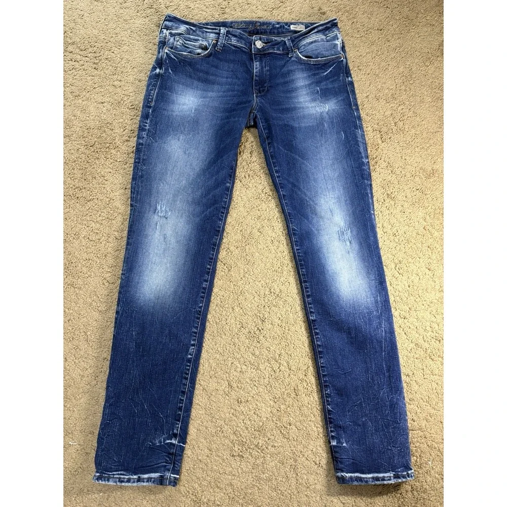 Mavi Jeans Women 33 Emma Slim Boyfriend Distressed Low Rise Acid Wash